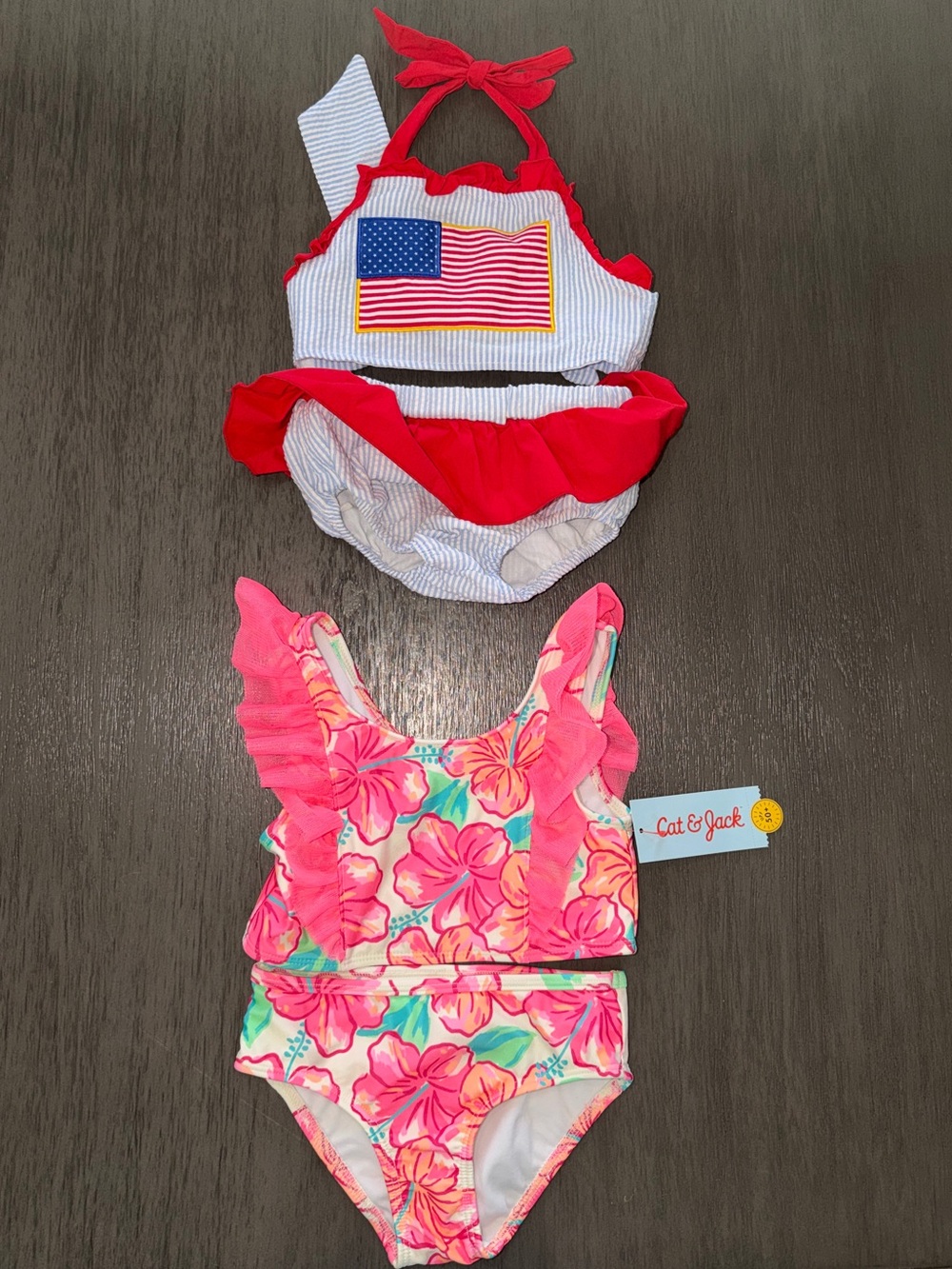 Sweet Cottentails Flag Swimsuit and Cat & Jack Floral Print Swimsuit